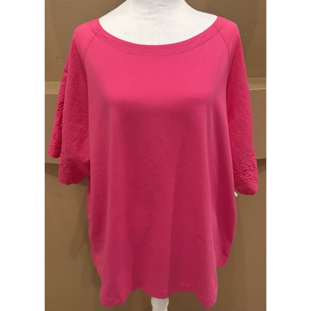 Chicos Womens The Ultimate Tee Pink Short Sleeve Top Size 3